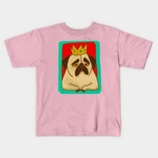 Sad Mops King Dog Lover Retro Kids T-Shirt